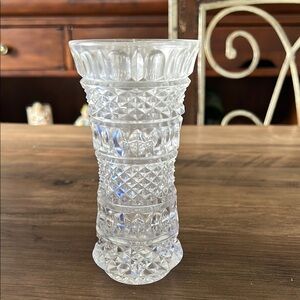 Vintage Lead Crystal Bud Vase - Diamond Cut And Bubble Pattern.